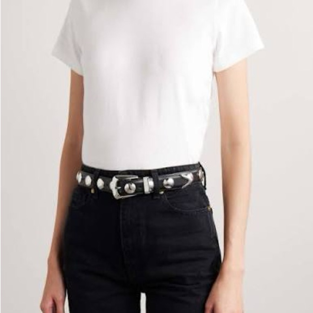 KHAITE Black studded Benny belt
